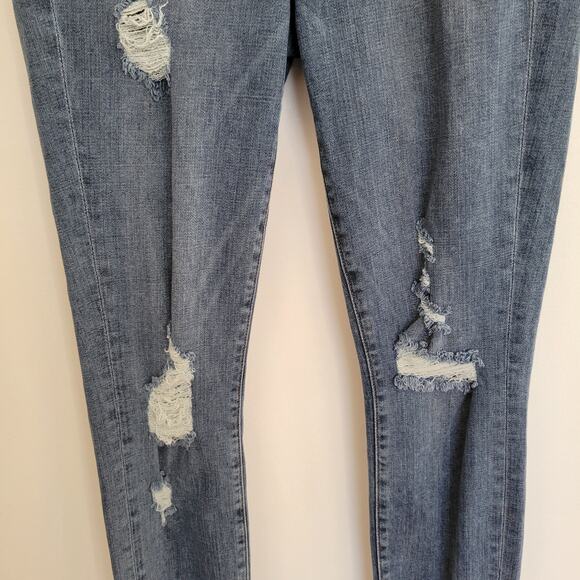Good American Good Waist Distressed Jeans Skinny Raw Hem Stretch Women 8 - Picture 4 of 12